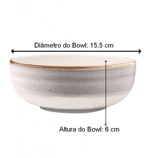 Bowl 622ml 15,5cm Cerâmica Corona Caoba Cinza